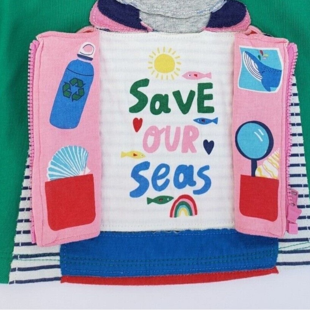 MINI BODEN 3-4Y 104cm Green Pepper Bunny Long Sleeve Cotton Tea Save Our Seas